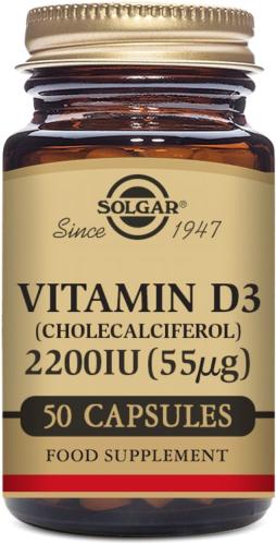 Solgar Vitamin D3 2200 IU (55µg) Vegetable Capsules 50s